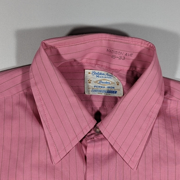 Vintage 50s Golden Arrow Pinstripe Monarch Decton Perma Iron Sanforized Sz Large - Picture 6 of 7